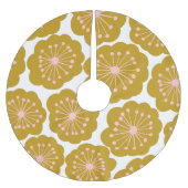 Moderne Blume Muster Mustard Polyester Weihnachtsbaumdecke (Vorderseite)
