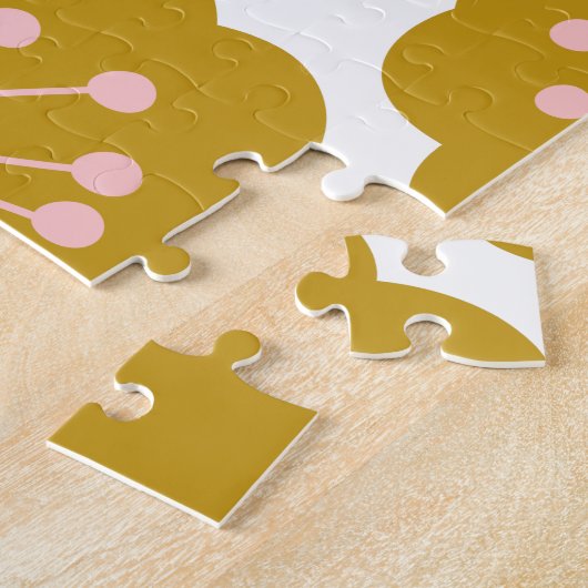 Moderne Blume Muster Mustard Puzzle (Seite)