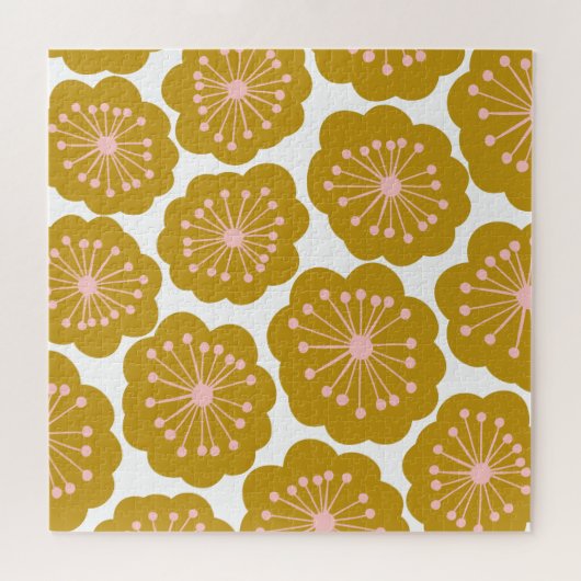 Moderne Blume Muster Mustard Puzzle (Horizontal)