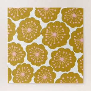 Moderne Blume Muster Mustard Puzzle