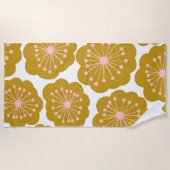 Moderne Blume Muster Mustard Strandtuch (Vorderseite)