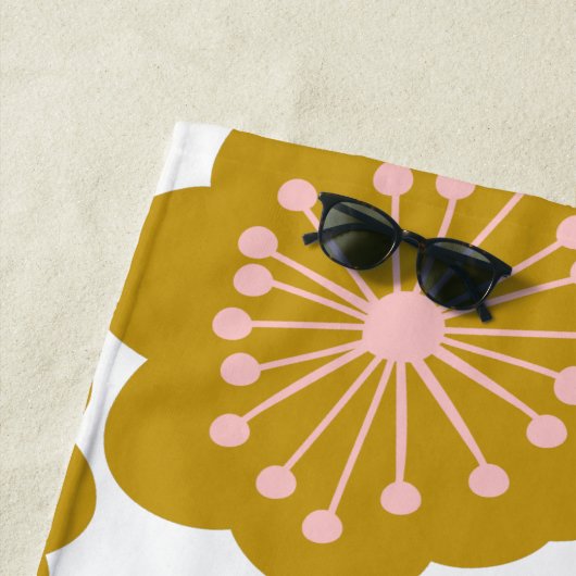 Moderne Blume Muster Mustard Strandtuch (Beispiel)