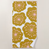 Moderne Blume Muster Mustard Strandtuch (Vorderseite)