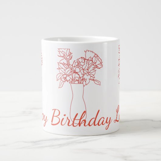 Moderne Blume Original Blume Illustration Jumbo-Tasse (Vorderseite)