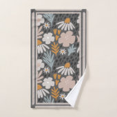 Moderne Blume Perwinkle, Orange, Braun Badhandtuch Set (Handtuch)
