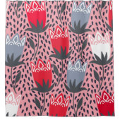 Moderne Blume Rosa Graues Weiß Land Duschvorhang (Vorderseite)