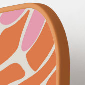 Moderne Blume Rosa und Orange Monogramm Pickleball Schläger (Linke Seite)