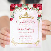 Moderne Blume Rose Rosa Sweet 16 Einladung