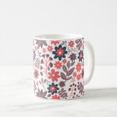 Moderne Blume Rot und Schwarz Kaffeetasse (VorderseiteRechts)