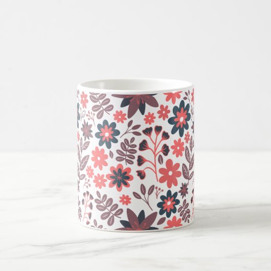 Moderne Blume Rot und Schwarz Kaffeetasse (Mittel)