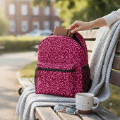 Moderne Blume Rotes Rosa Herzdoodle Bedruckter Rucksack