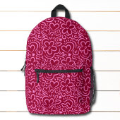 Moderne Blume Rotes Rosa Herzdoodle Bedruckter Rucksack
