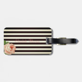 Moderne Blume, Schwarz-weiße Streifen Gepäckanhänger (Rückseite horizontal)
