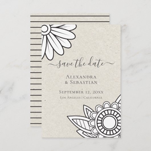 Moderne Blume Typografie Save the Date Hochzeit Einladung (Vorne/Hinten)