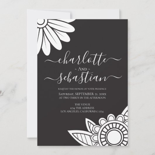 Moderne Blume Typografie Stil Hochzeitseinladung Save The Date (Vorderseite)