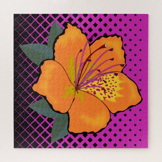 Moderne Blume über geometrische Form Puzzle (Horizontal)