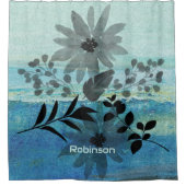 Moderne Blume über traumhaft blaues Hintergrund Duschvorhang (Vorderseite)