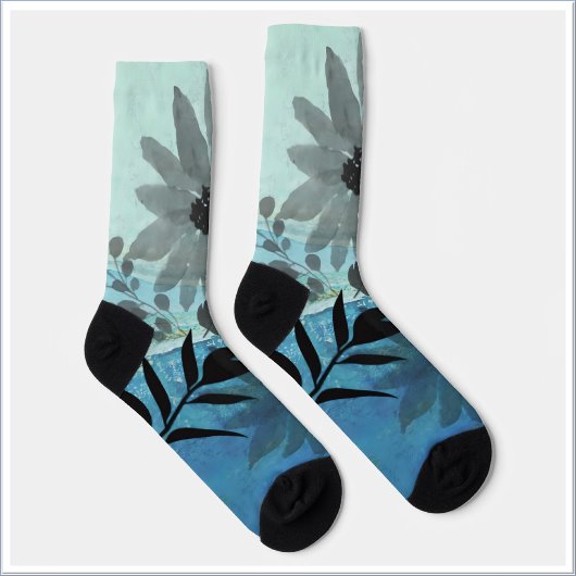 Moderne Blume über traumhaft blaues Hintergrund Socken