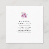 Moderne Blume und Blätter der Wasserfarbe Quadratische Visitenkarte (Rückseite)