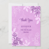 Moderne Blume und Blätter für Hochzeiten Dankeskarte (Vorderseite)