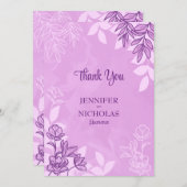 Moderne Blume und Blätter für Hochzeiten Dankeskarte (Vorne/Hinten)