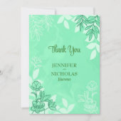 Moderne Blume und Blätter für Hochzeiten Dankeskarte (Vorderseite)