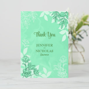 Moderne Blume und Blätter für Hochzeiten Dankeskarte