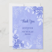 Moderne Blume und Blätter für Hochzeiten Dankeskarte (Vorderseite)