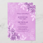 Moderne Blume und Blätter für Hochzeiten Einladung (Vorne/Hinten)