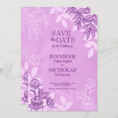 Moderne Blume und Blätter für Hochzeiten Einladung (Vorne/Hinten)