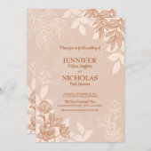 Moderne Blume und Blätter für Hochzeiten Einladung (Vorne/Hinten)