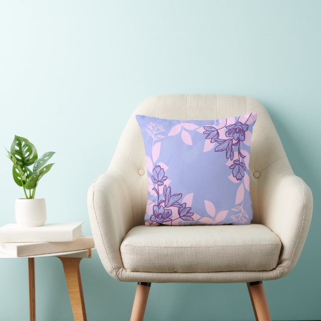 Moderne Blume und Blätter Ornamente Kissen (Stuhl )