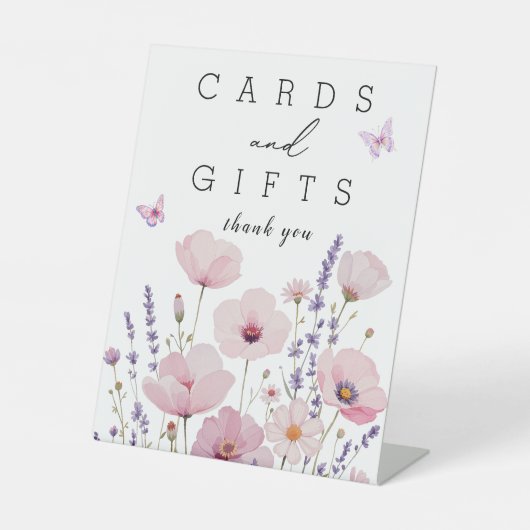 Moderne Blume und Butterfly Wedding Cards & Gifts Sockelschild (Vorderseite)
