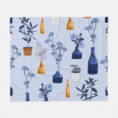 Moderne Blume Vase Vintag Monoton Fleecedecke (Vorderseite (Horizontal))