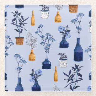 Moderne Blume Vase Vintag Monoton Glasuntersetzer