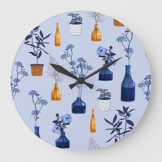 Moderne Blume Vase Vintag Monoton Große Wanduhr (Vorderseite)