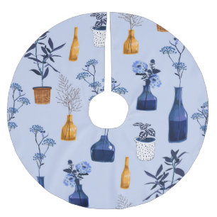 Moderne Blume Vase Vintag Monoton Polyester Weihnachtsbaumdecke
