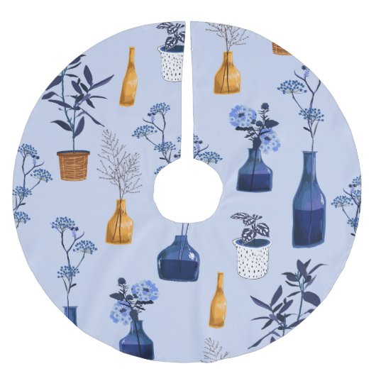 Moderne Blume Vase Vintag Monoton Polyester Weihnachtsbaumdecke (Vorderseite)
