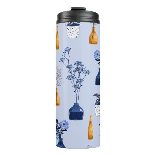 Moderne Blume Vase Vintag Monoton Thermosbecher (Vorderseite)