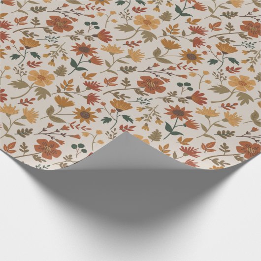 Moderne Blume Verlasse Botanisches Muster aus Gold Geschenkpapier (Ecke)