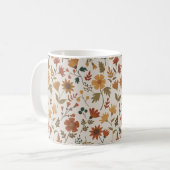 Moderne Blume Verlasse Gold Rust Floral Kaffeetasse (Vorderseite Links)