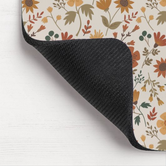 Moderne Blume Verlasse Gold Rust Girly Blues Mousepad (Ecke)