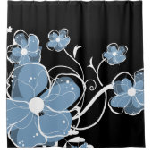 Moderne Blume von Girly Blue und Weiß Duschvorhang (Vorderseite)