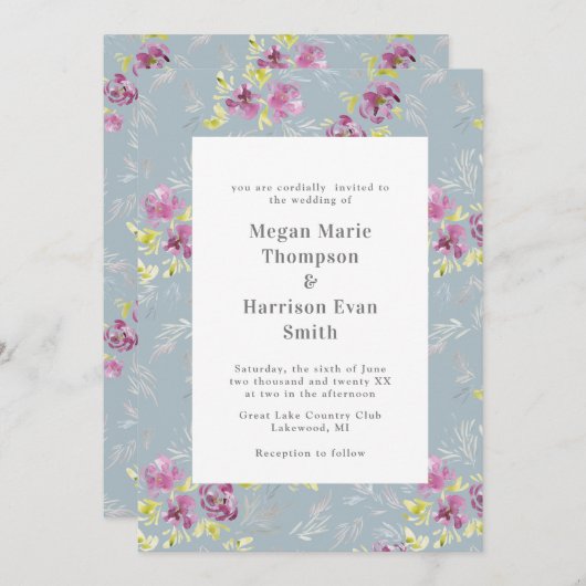 Moderne Blume Wasserfarben Hochzeit Einladung (Vorne/Hinten)