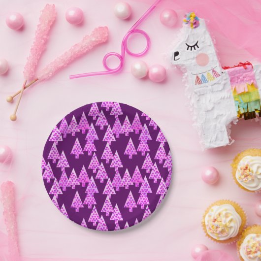 Moderne Blume Weihnachtsbäume - Amethyst lila Pappteller (Party)