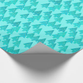 Moderne Blume Weihnachtsbäume - Aqua & Peacock Geschenkpapier (Ecke)