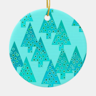 Moderne Blume Weihnachtsbäume - Aqua & Peacock Keramikornament