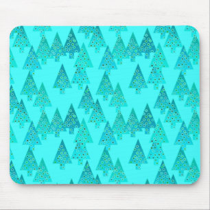 Moderne Blume Weihnachtsbäume - Aqua & Peacock Mousepad