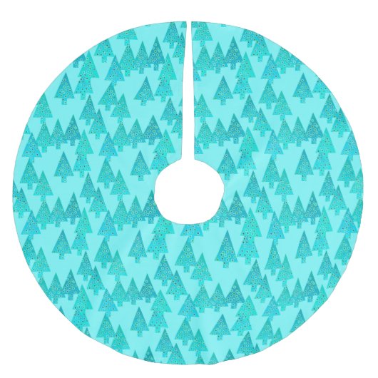 Moderne Blume Weihnachtsbäume - Aqua & Peacock Polyester Weihnachtsbaumdecke (Vorderseite)