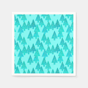 Moderne Blume Weihnachtsbäume - Aqua & Peacock Serviette